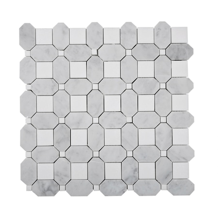 Apollo Tile Sample of Windmill White  12.2"x12.2" Marble Mosaic Tile APLDC99S10EC16 Sample